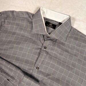 Circle of Gentlemen Dressed Shirt‎ Plaid Button Down Long Sleeve Gray 42